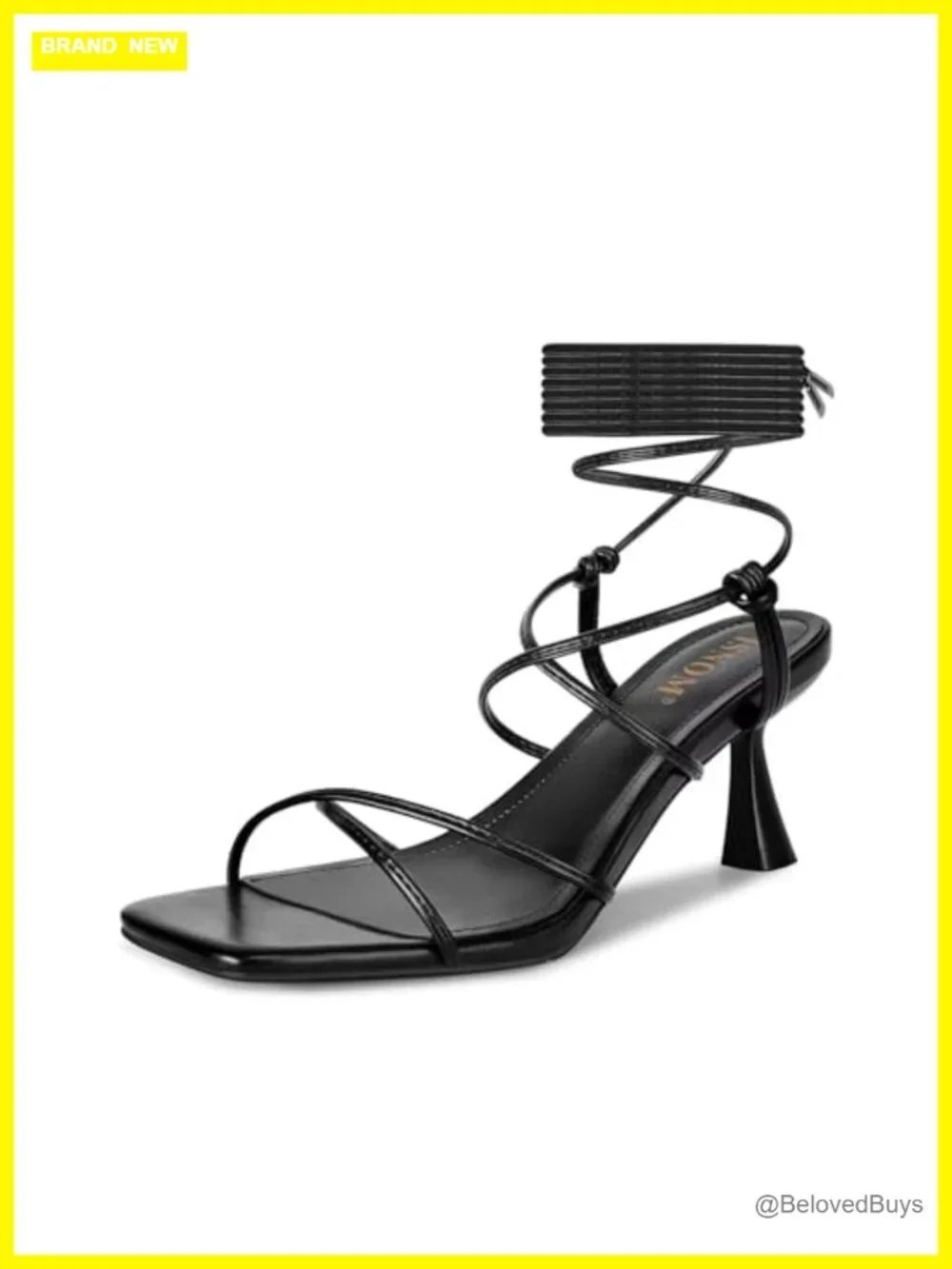 Strappy Lace Up Kitten Heels Sandals Women Square Toe Wrap Heels